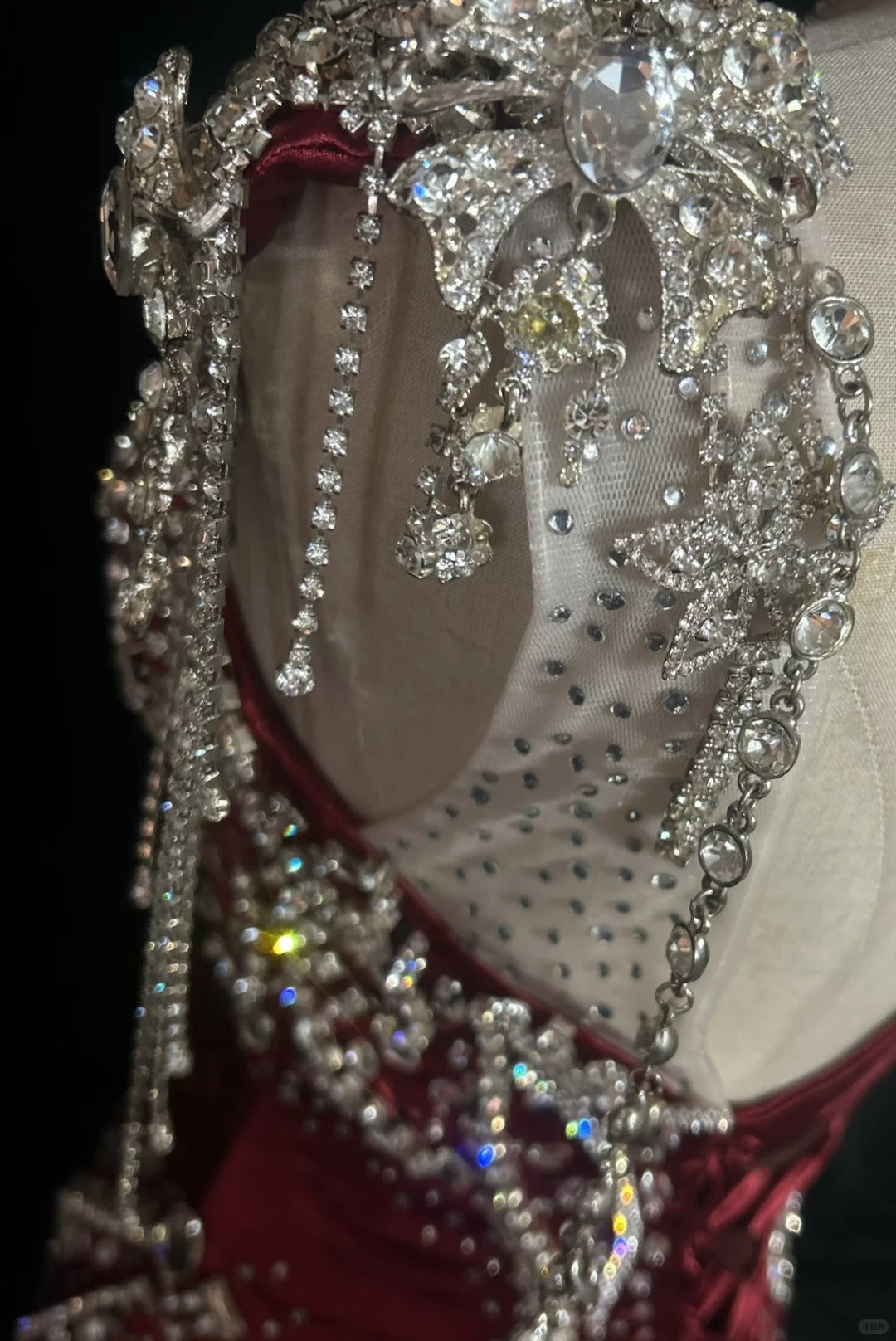 Vintage Prom Dresses 80s Mermaid Straps Burgundy Satin Long With Silver Beading Evening Formal Outfits RB5135