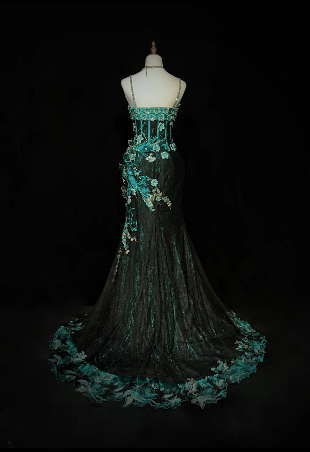 Vintage Prom Dresses Inspo Mermaid Spaghetti Strap Black Tulle Blue Lace With Beading For Women Formal Dress N3216