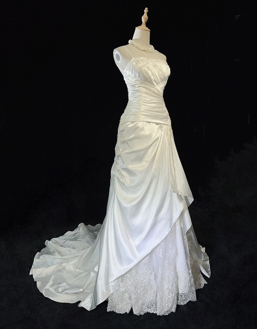 Unique Wedding Dresses Mermaid Spaghetti Strap ivory With Ruffled Appliqued Long Bridal Gown N3631