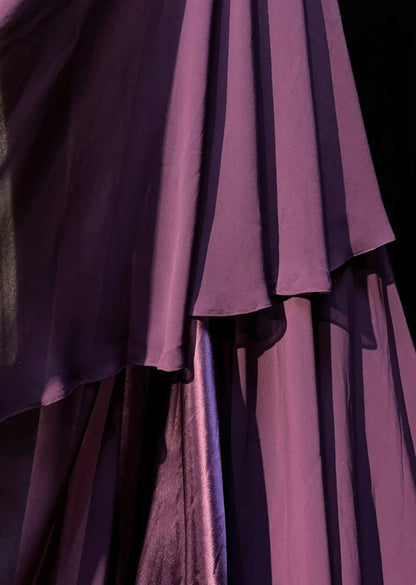 Elegant Prom Dresses A line Purple Chiffon Ruffled Floor Length Formal Evening Outfits N3488