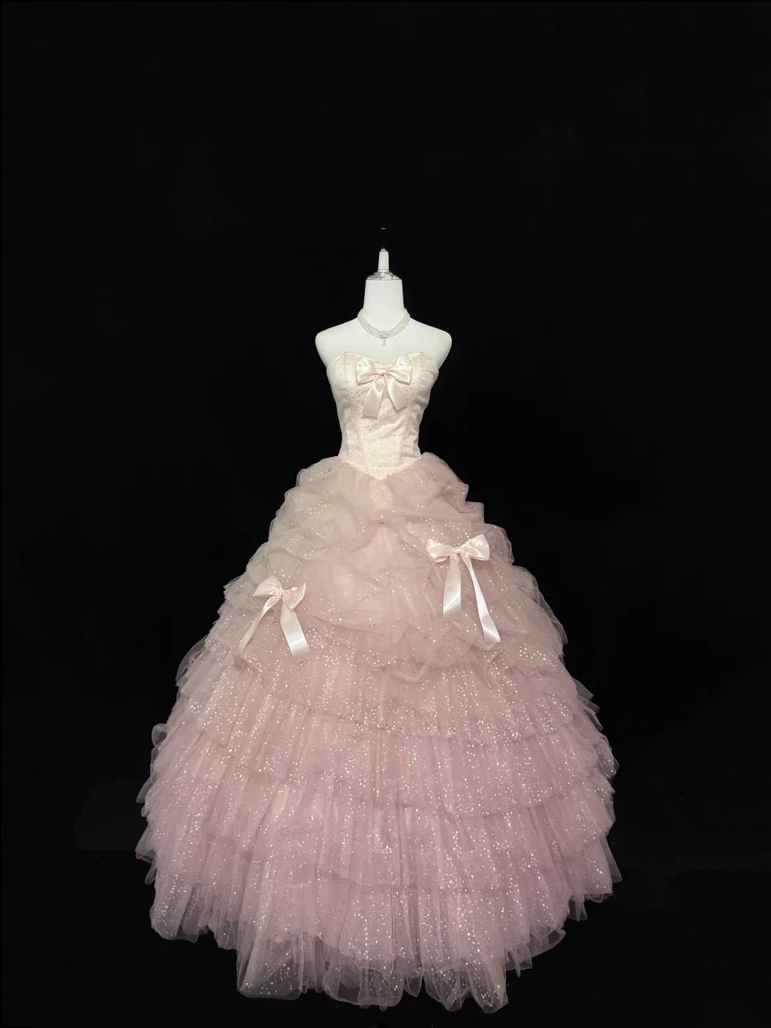 Sweet 15 Quinceanera Dress Ball Gown Sweetheart Pink With Tiered Layers Tulle 15th Birthday Gown RC0141