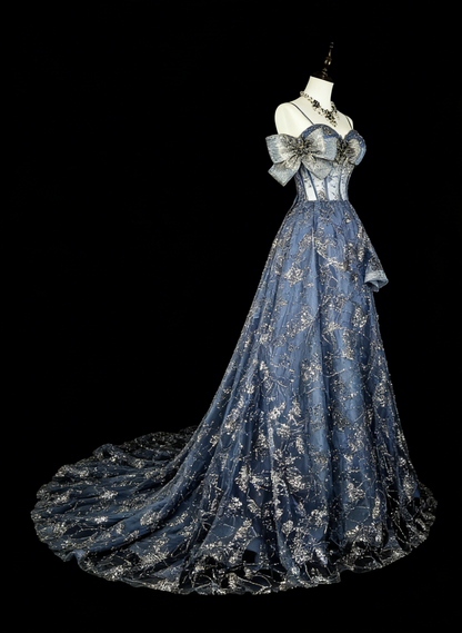 Vintage Prom Dresses Aesthetic Ball Gown Spaghetti Straps Gray Sequins Long Inspo Formal Party Gowns N1849