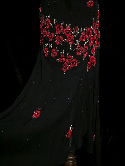Vintage Mermaid V Neck Black With Beads Bodice College Formal Outfit Long Prom Graduation Dresses For Teens N1308