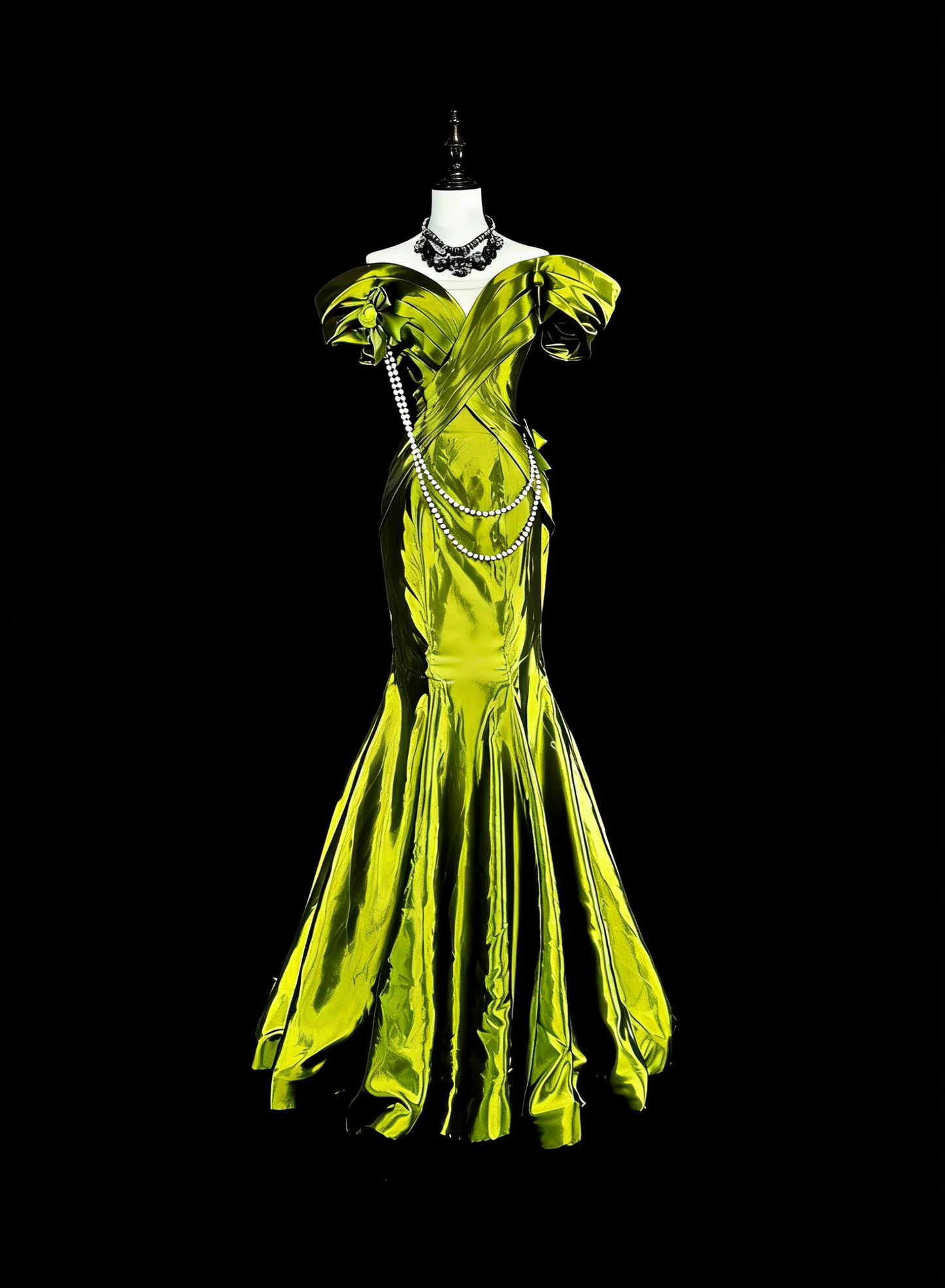 Dreamy Prom Dresses Vintage 90s Retro Off The Shoulder Olive Green Satin Long Formal Outfits N2366