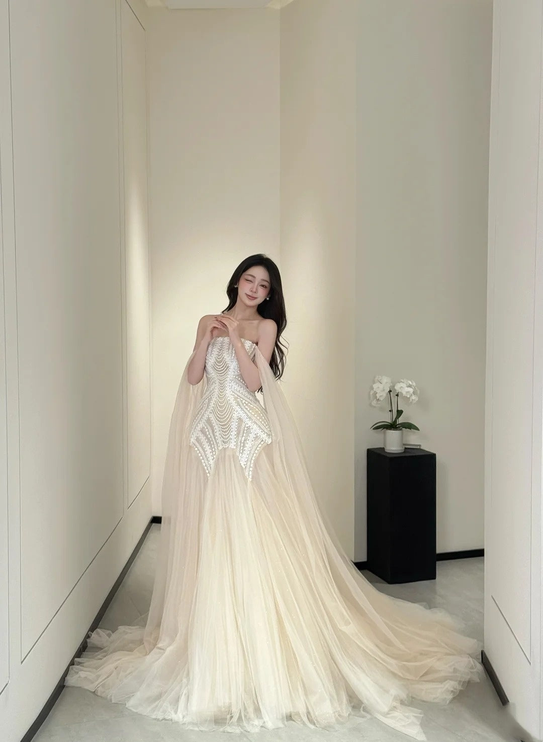 Luxurious Wedding Dresses Mermaid Off The Shoulder With Cape Long Brides Dress For Brides Fitted Bridal Gowns AB2472