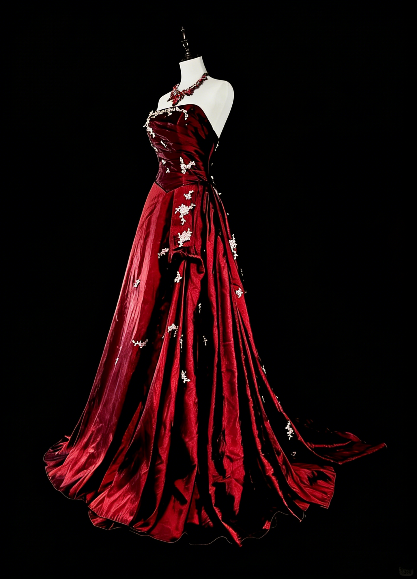 Vintage Prom Dresses Aesthetic 1950s Retro Classy Ball Gown Strapless Burgundy Long Inspo Night Gala Dress N1996