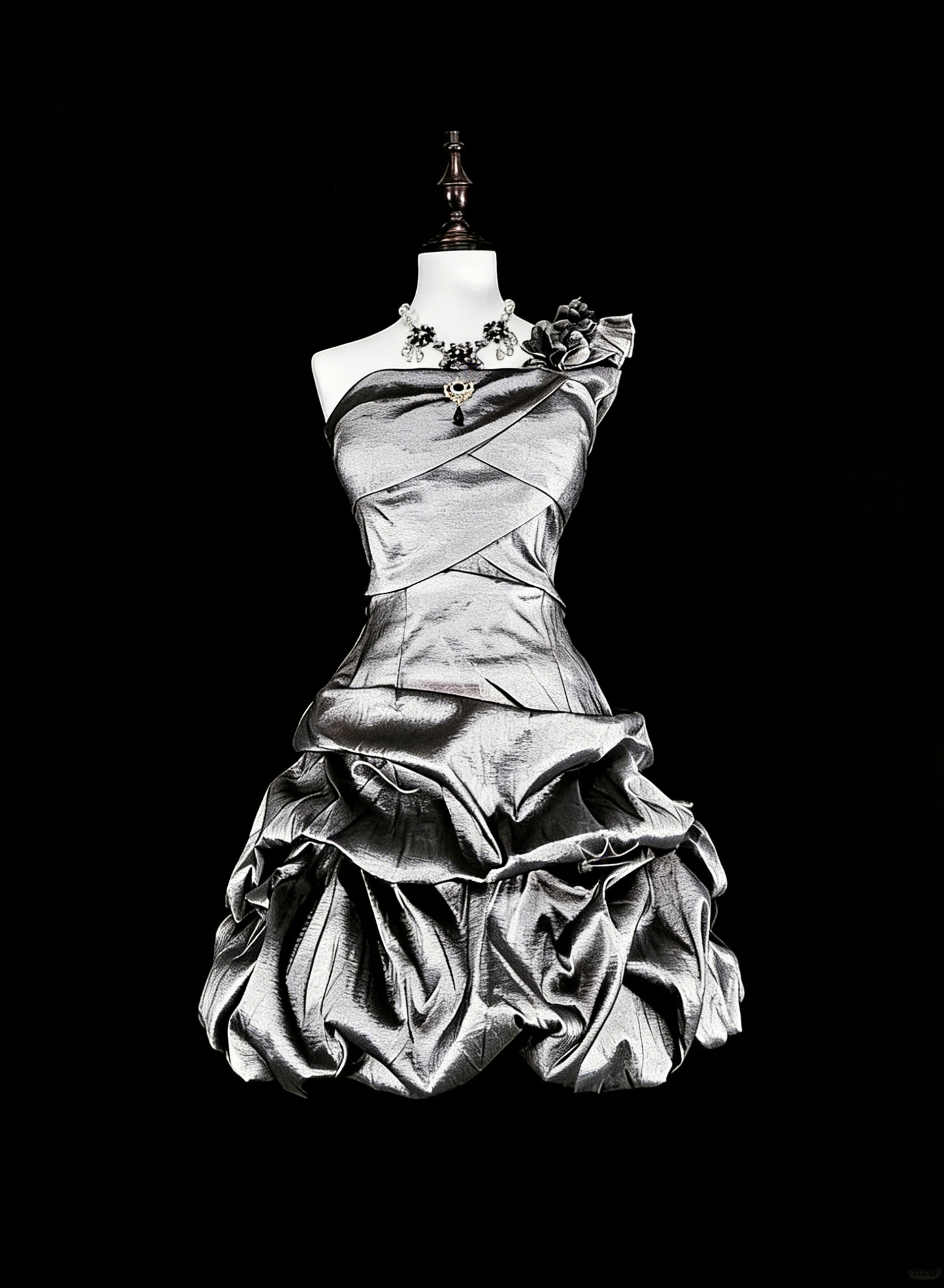 Unique Ball Gown One Shoulder Silver Gray Mini Short Homecoming Dresses Hoco Cocktail Gowns N3071
