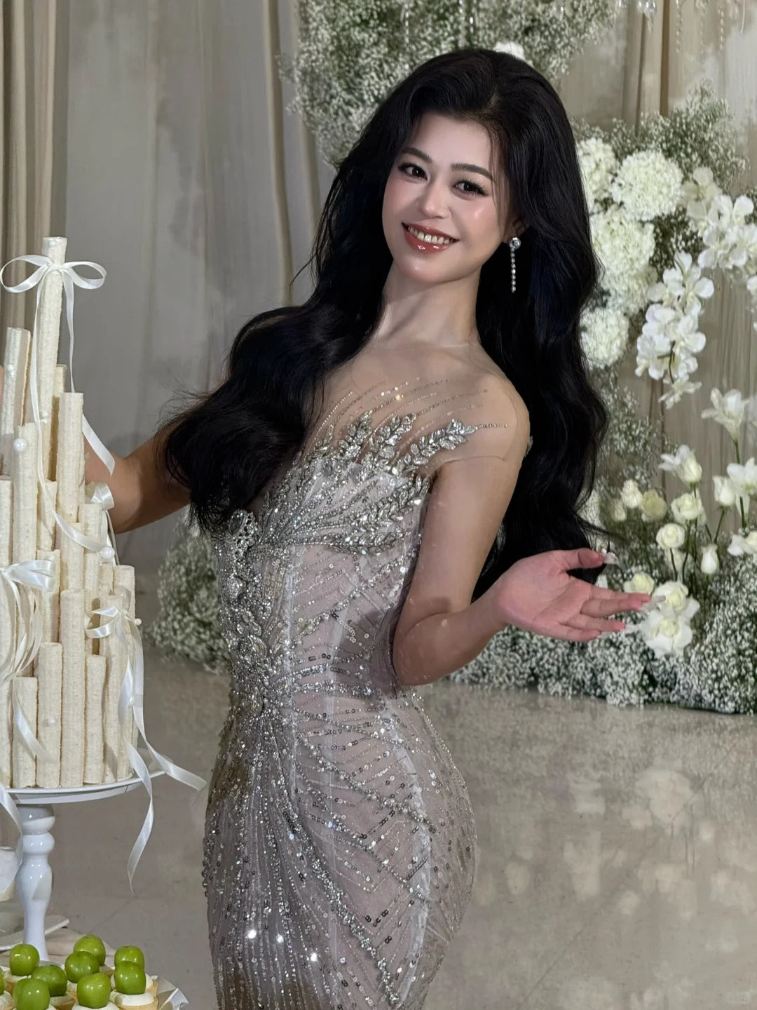 Luxurious Wedding Dresses Mermaid Scoop Neck With Cape Sequins Brides Dress For Brides Fitted Bridal Gowns AB2471