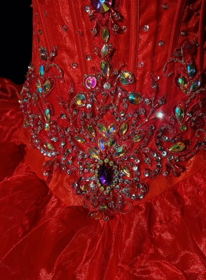 Vintage Hoco Dress Ball Gown Sweetheart Red Tulle Short Homecoming Party Dress RC0094