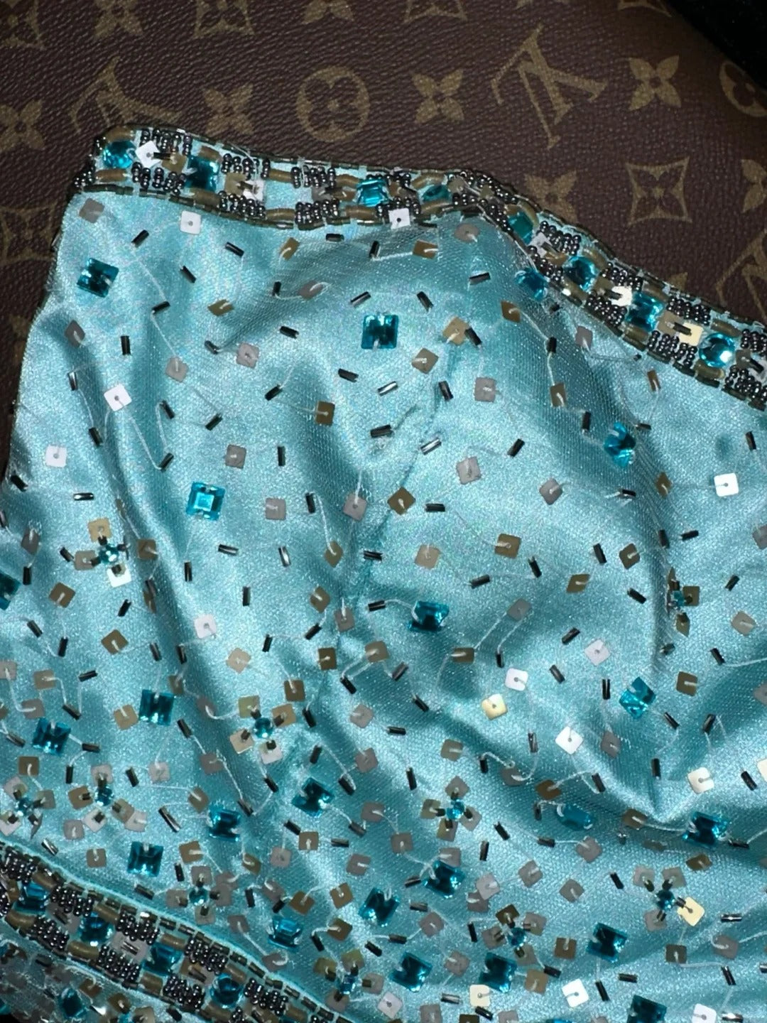Elegant Ball Gown Sweetheart Blue Satin With Beading Tea Length Prom Dresses Formal Outfits Evening Night Dress RB8251