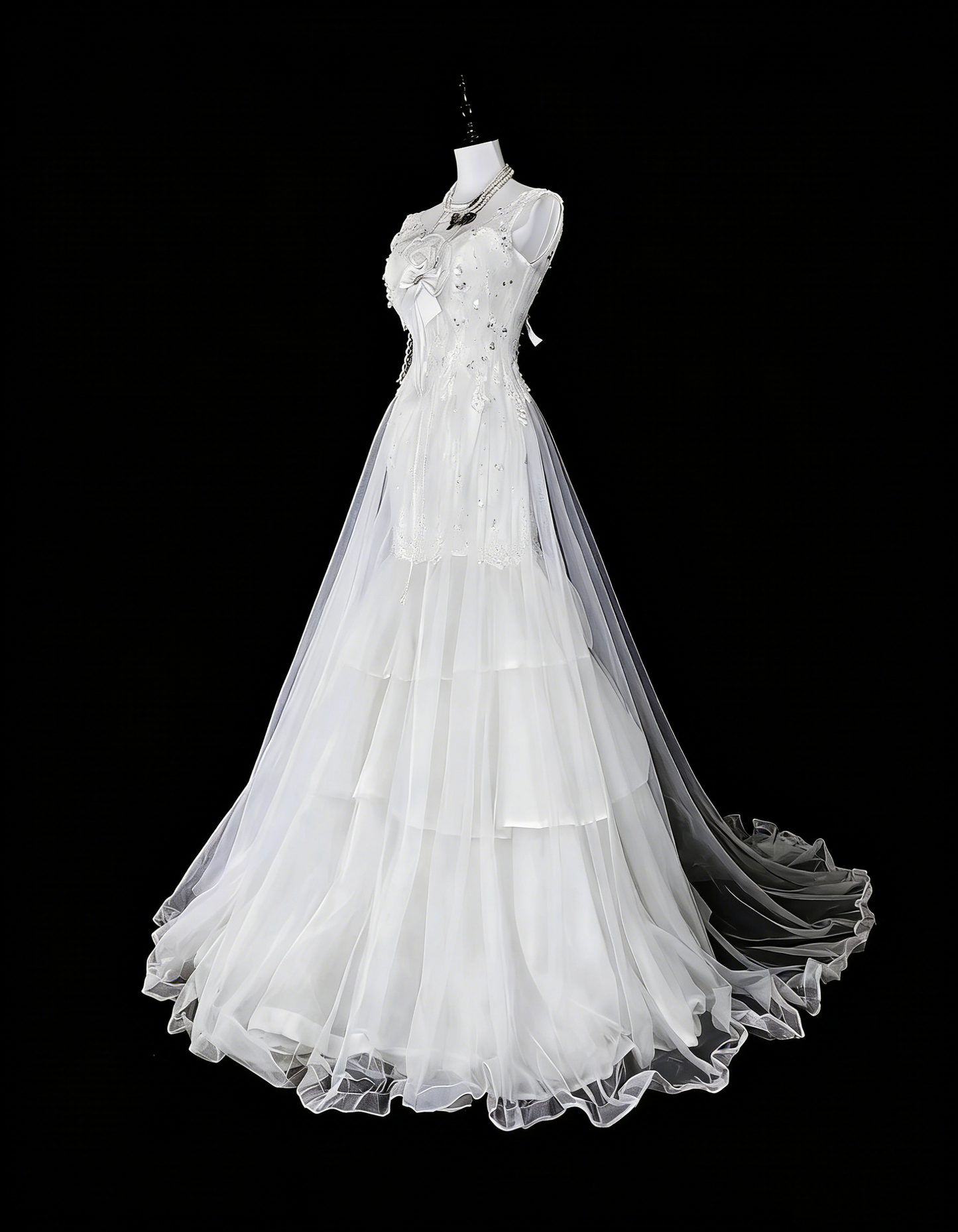 Vintage Prom Dresses Aesthetic 1950s Retro Mermaid White Tulle Lace Long Party Dress N2367