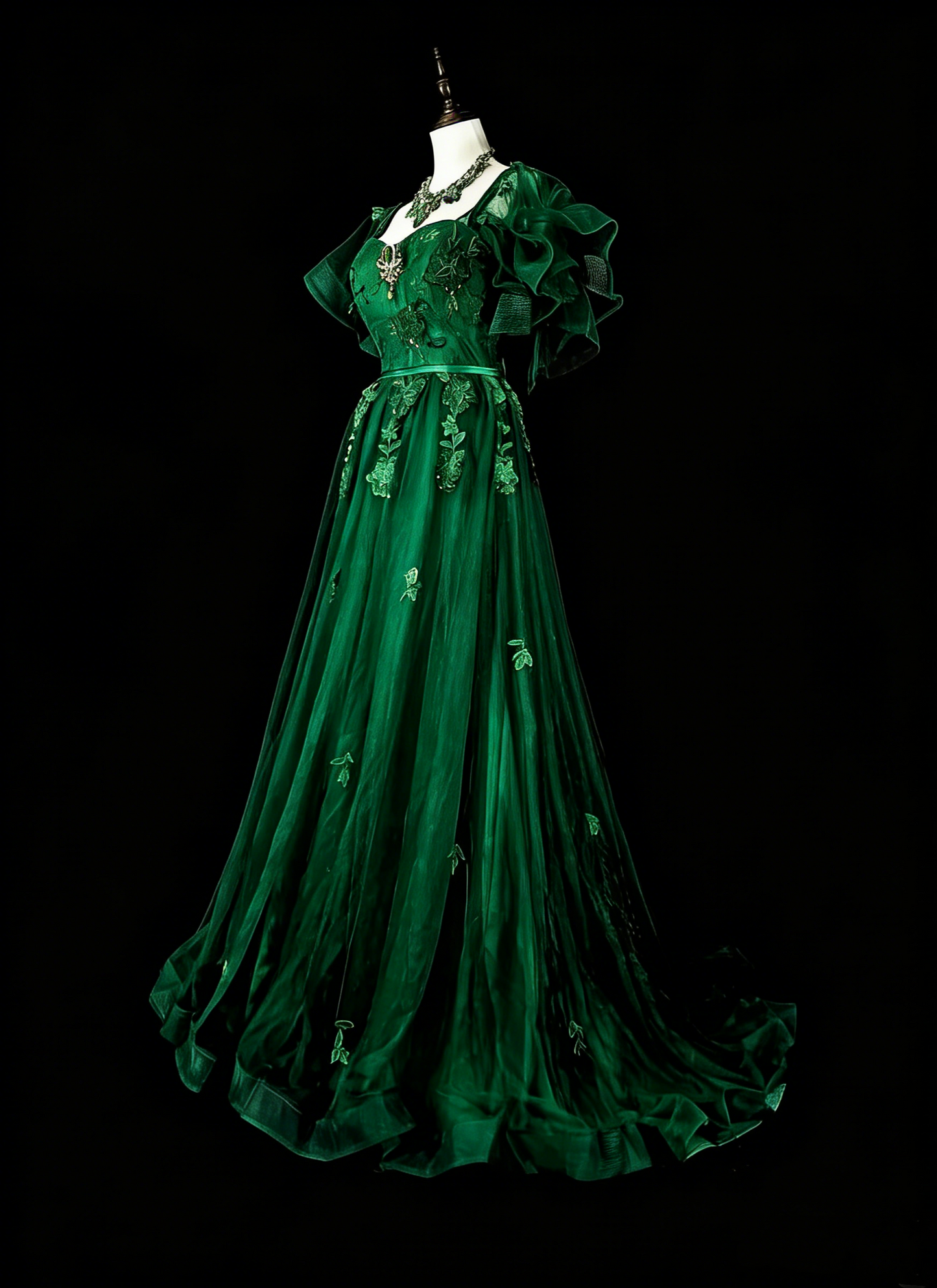 Vintage A line Spaghetti Strap Dark Green With Lace Beadings Long Prom Gown Party Wear Fashion Dresses N1827