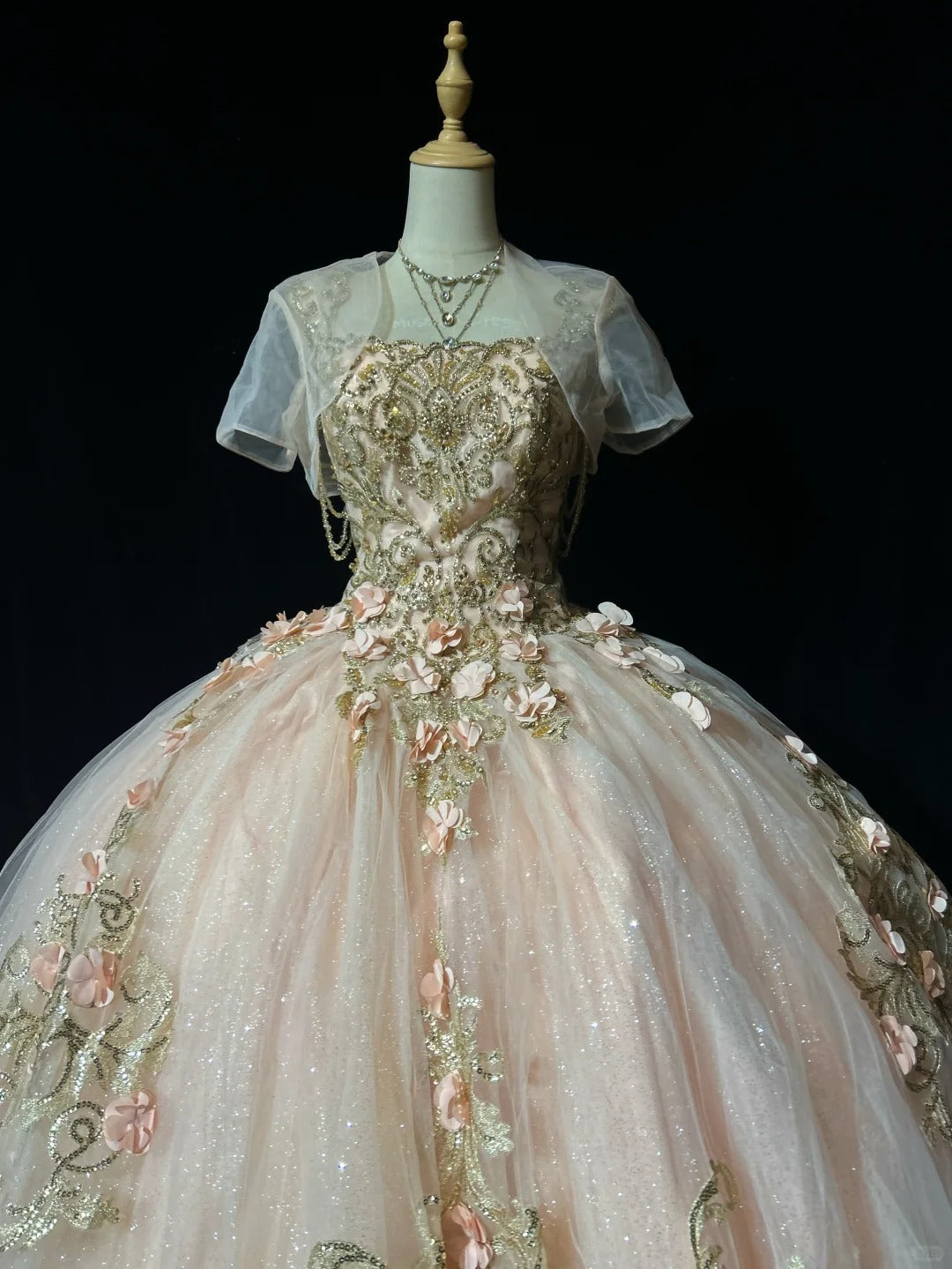 Princess Lace Square Neck Blush Pink Sweet 16 Dress Ball Gown Sleeveless Sweet Sixteen Dress RC0078