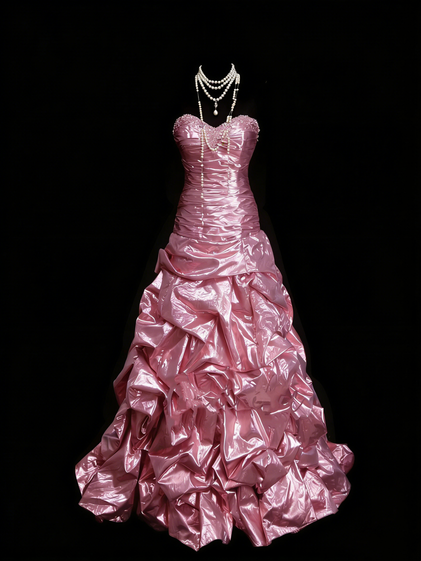 Vintage Mermaid Sweetheart Pink Sleeveless 80s Sleeveless Prom Dresses Long Formal Party Gown N1443