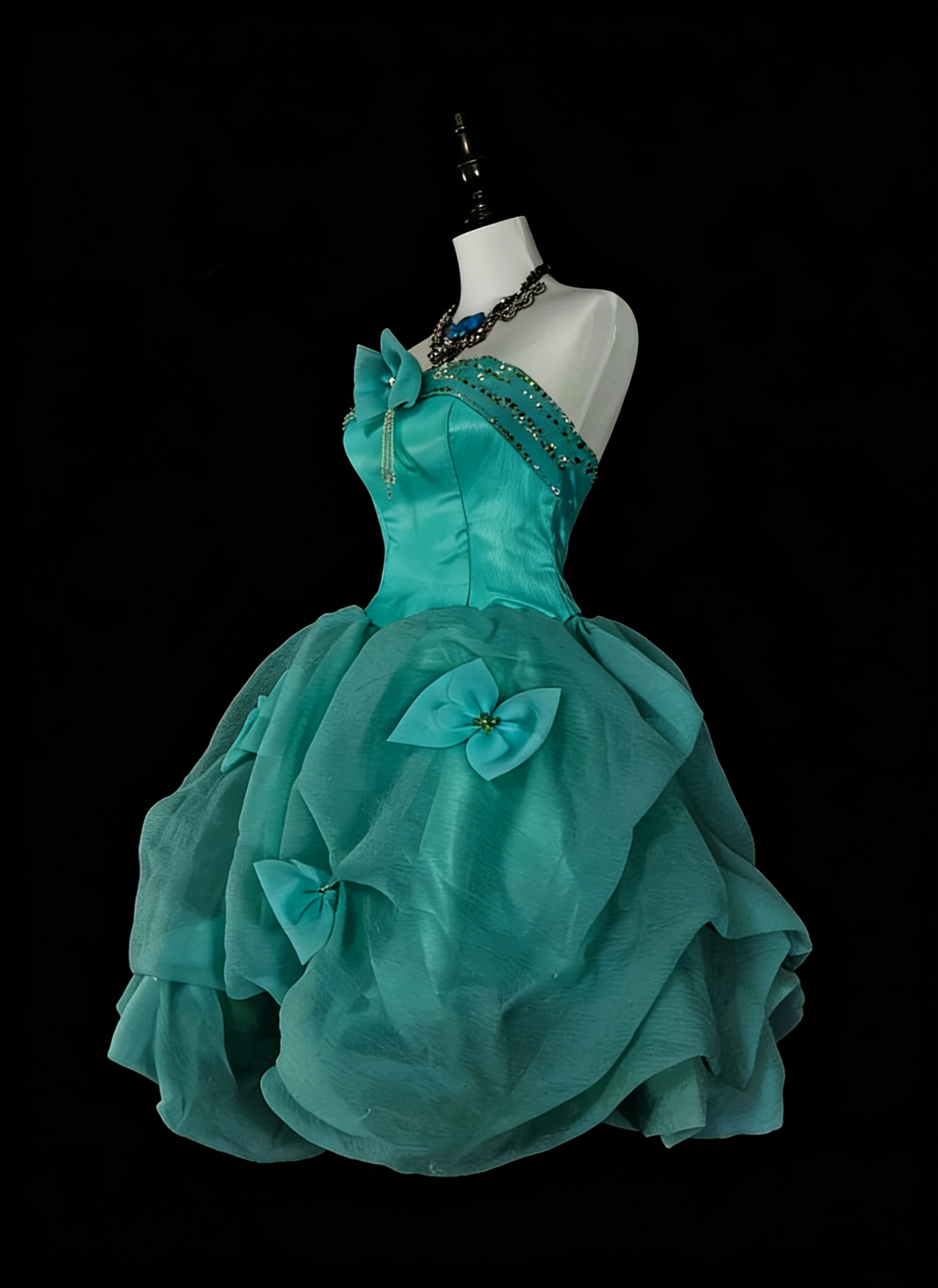 Unique Ball Gown Strapless Green Tulle Inspo 2000s Hoco Gowns Short Inspo Homecoming Dresses N1367