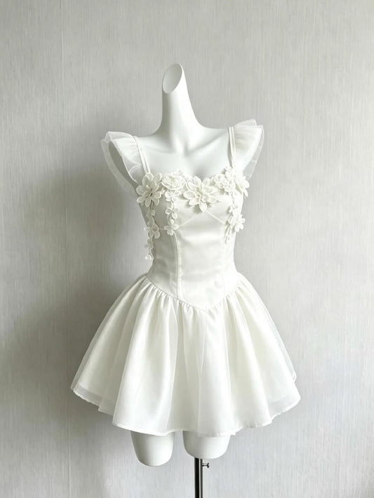 Flirty Short Homecoming Dresses White Freshman High Shool Graduation Mini Hoco Outfit RB4537