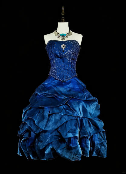 Unique Ball Gown Sweetheart Navy Blue Inspo Vintage Fashion 2000s Hoco Short Inspo Homecoming Dresses N2015