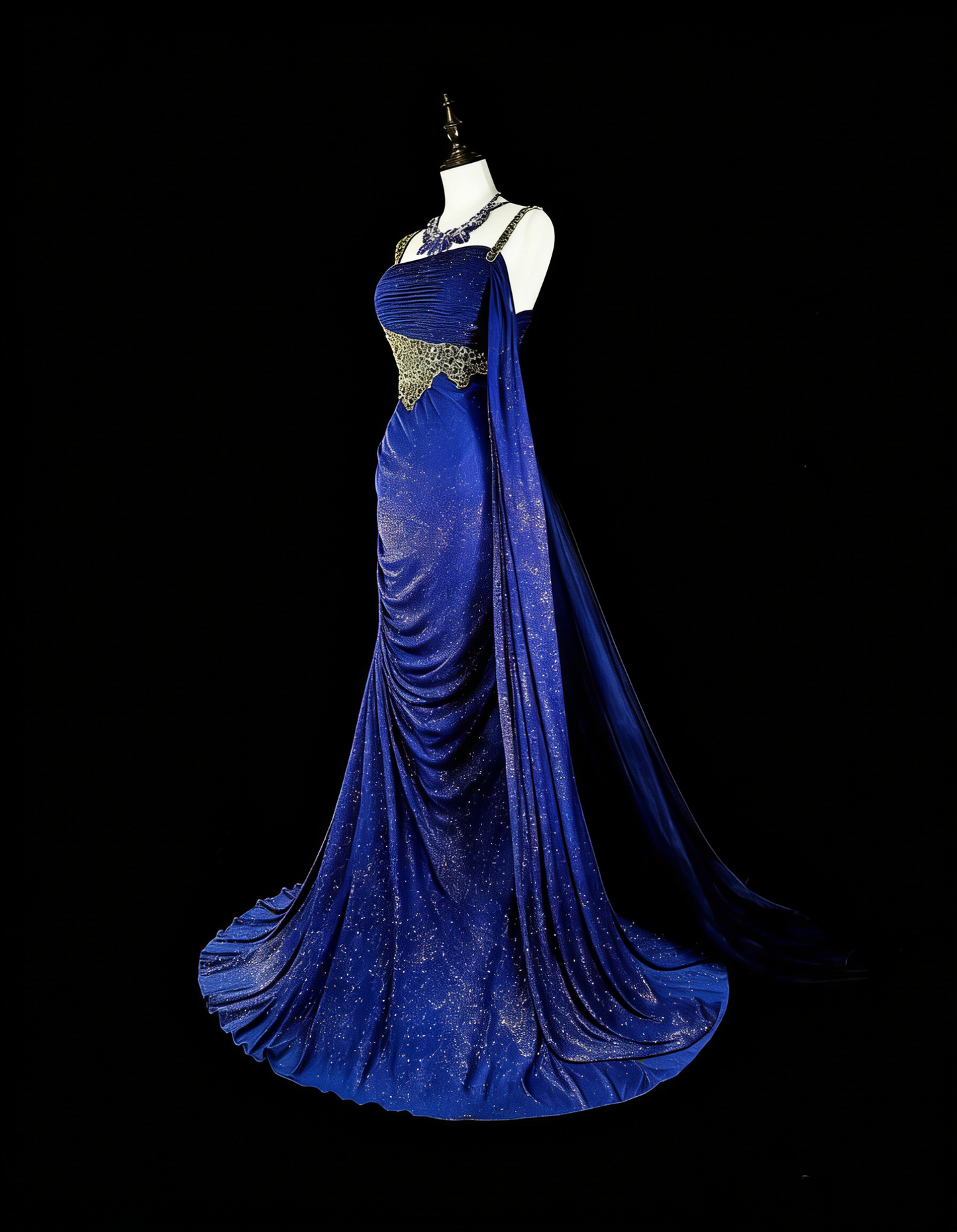 Modest Mermaid Royal Blue Sequins Women With Beadings Long Prom Gown Party Wear Dresses N1850