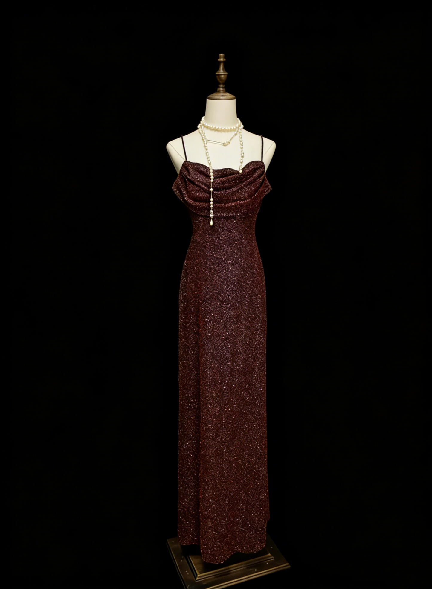 Sparkly Mermaid Spaghetti Strap Brown Sleeveless Summer Formal For Women Girls Teens Prom Dresses N2240