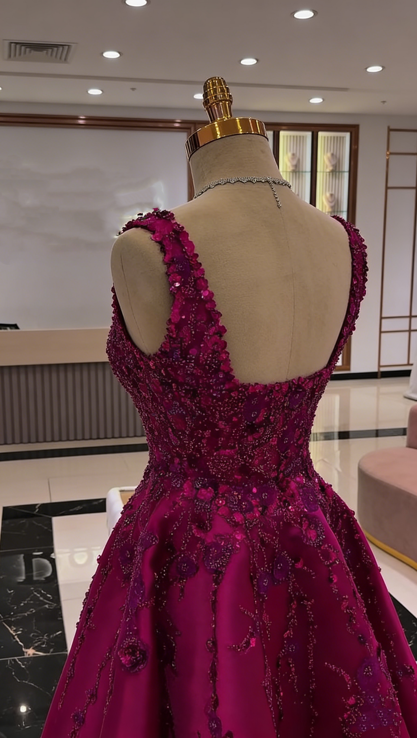 Cute Ball Gown Square Neck Fuchsia Pink Satin Prom Dresses Party Dress 21st Birthday Outfits Graduation Dress AB1322