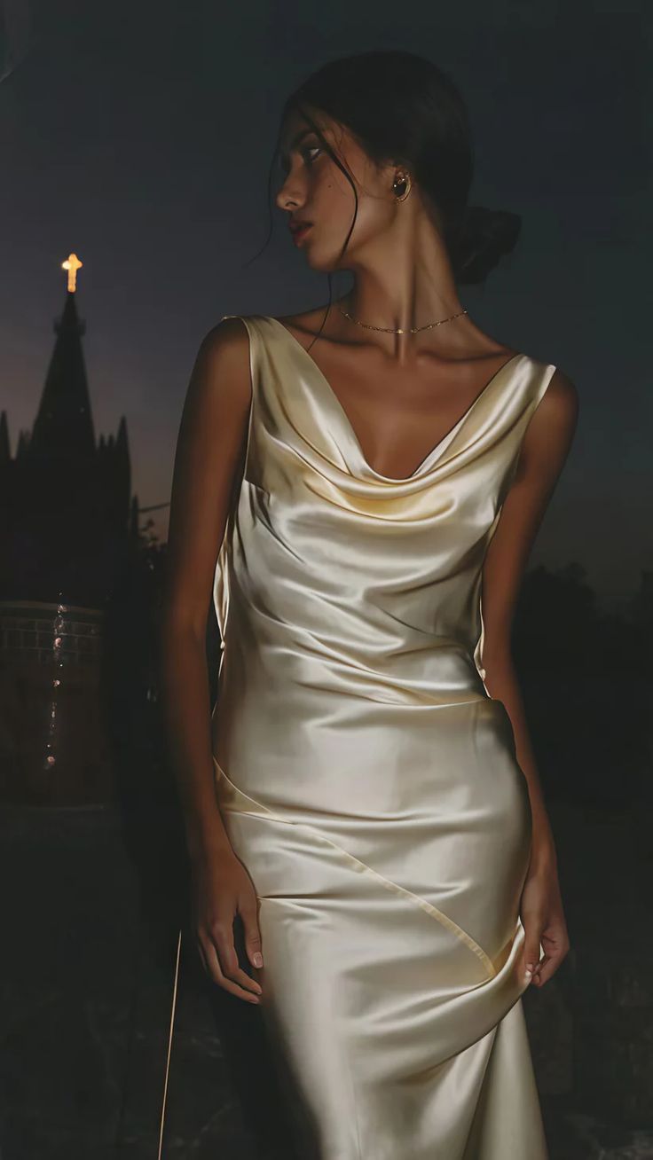 Sexy Backless Satin Sheath Cowl Neck Prom Dress Long Evening Dress AB1916