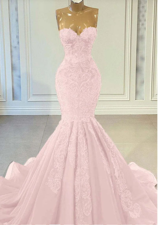 Modest Mermaid Sweetheart Pink Lace Prom Dresses Inspo For Teens Formal Dress Party Outfits Prom Gowns AB074