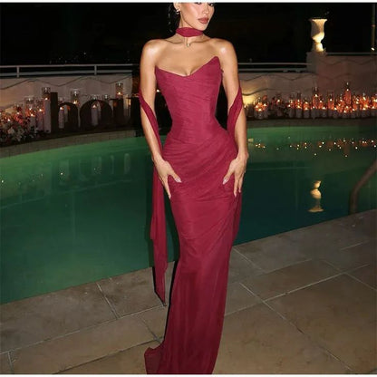 Elegant Sexy Mermaid Sweetheart Chiffon Prom Dresses Formal Summer Wedding Guest Outfit Birthday Outfits AB2307