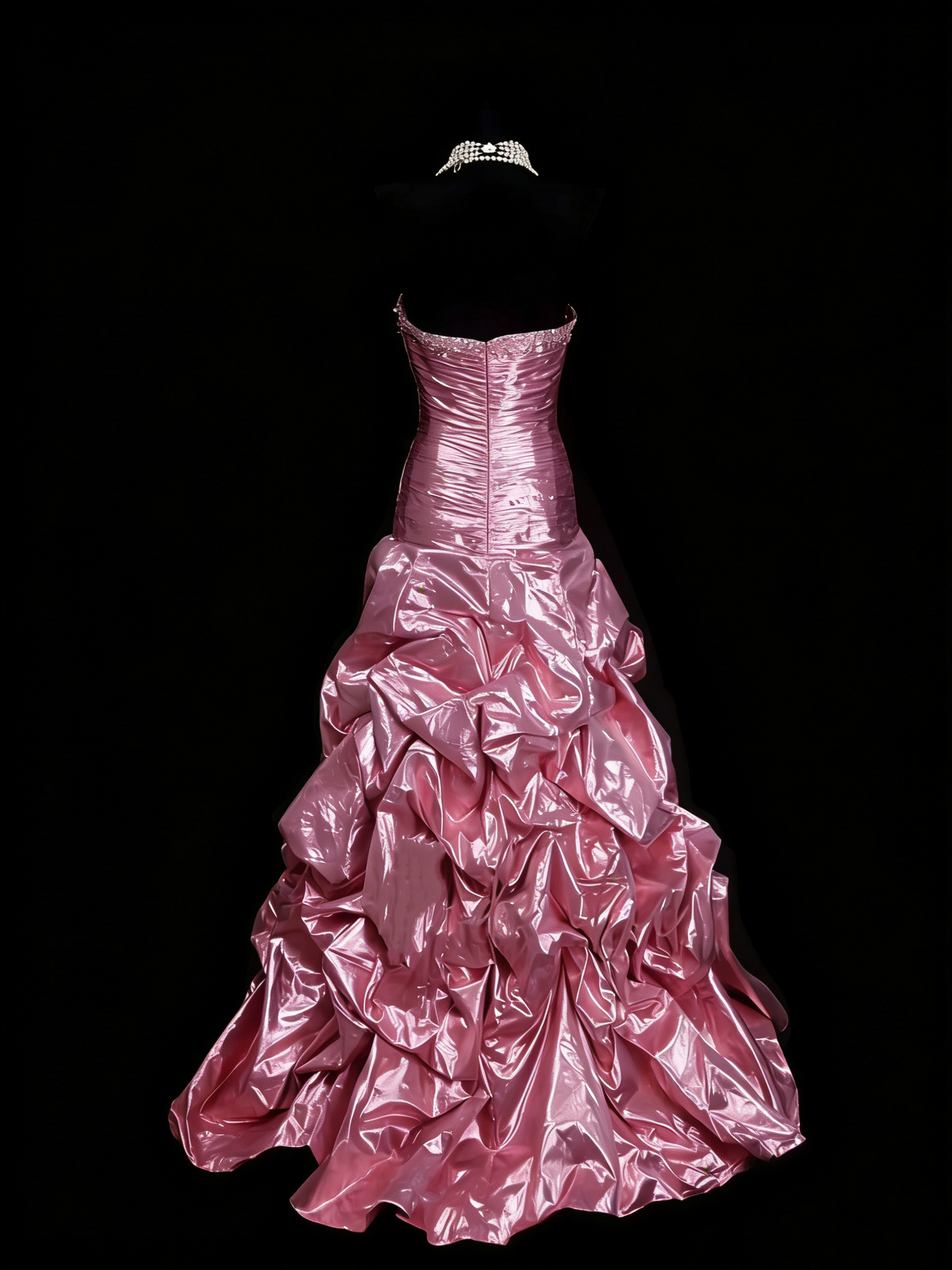 Vintage Mermaid Sweetheart Pink Sleeveless 80s Sleeveless Prom Dresses Long Formal Party Gown N1443