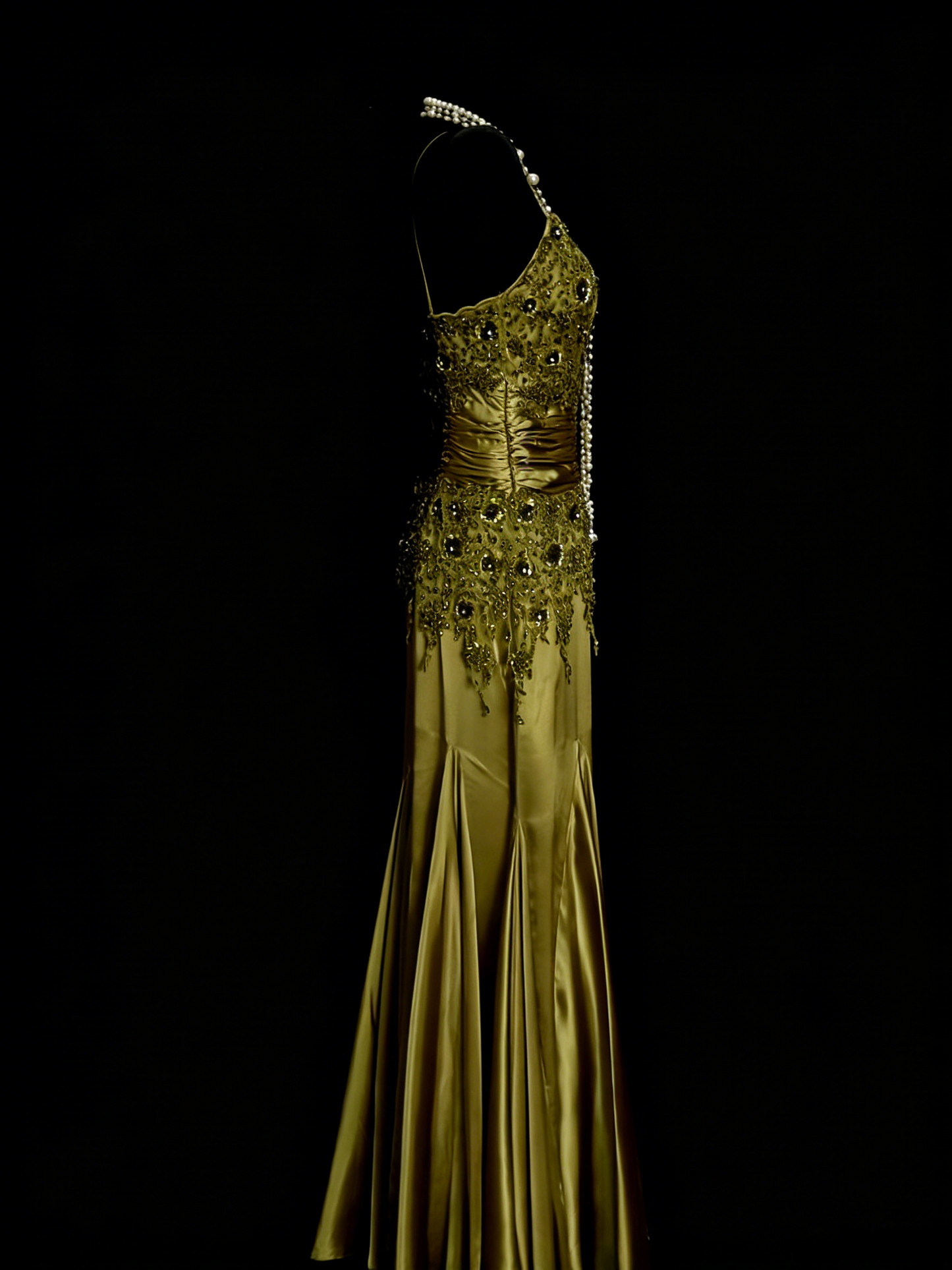 Classy Mermaid Spaghetti Strap Olive Green Senior Prom dresses High School Long Formal Dresses N1244