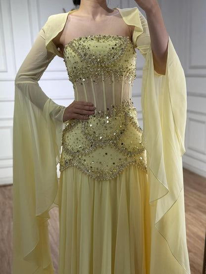 Classy A Line Strapless Blue Chiffon Beaded Prom Dresses Formal Dress 20th Birthday Outfits Prom Gown RB1966