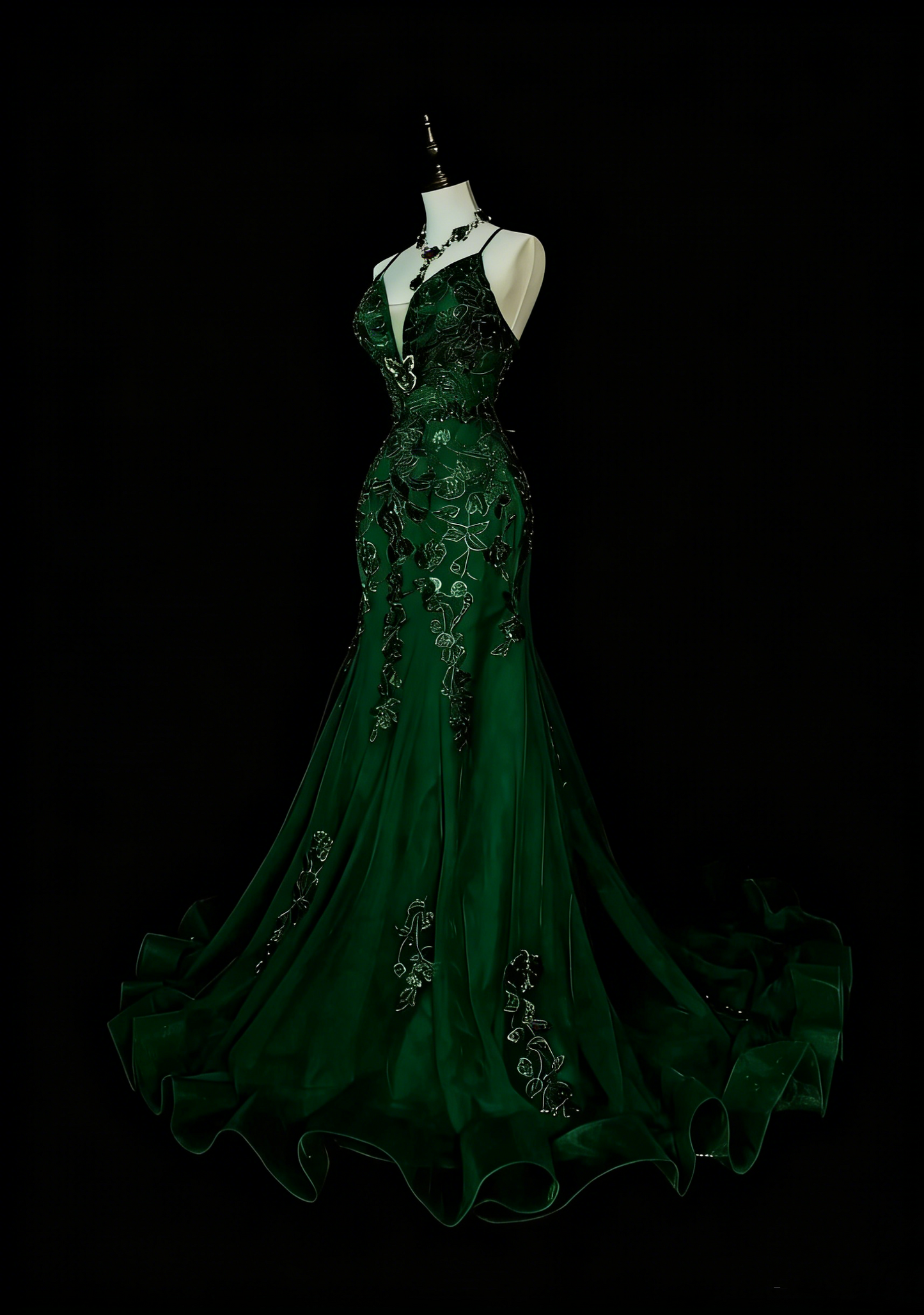 Vintage Mermaid Halter Dark Green 90s With Lace Beaded Long Summer Prom Dresses Senior High Schools Formal Party Dress N1425