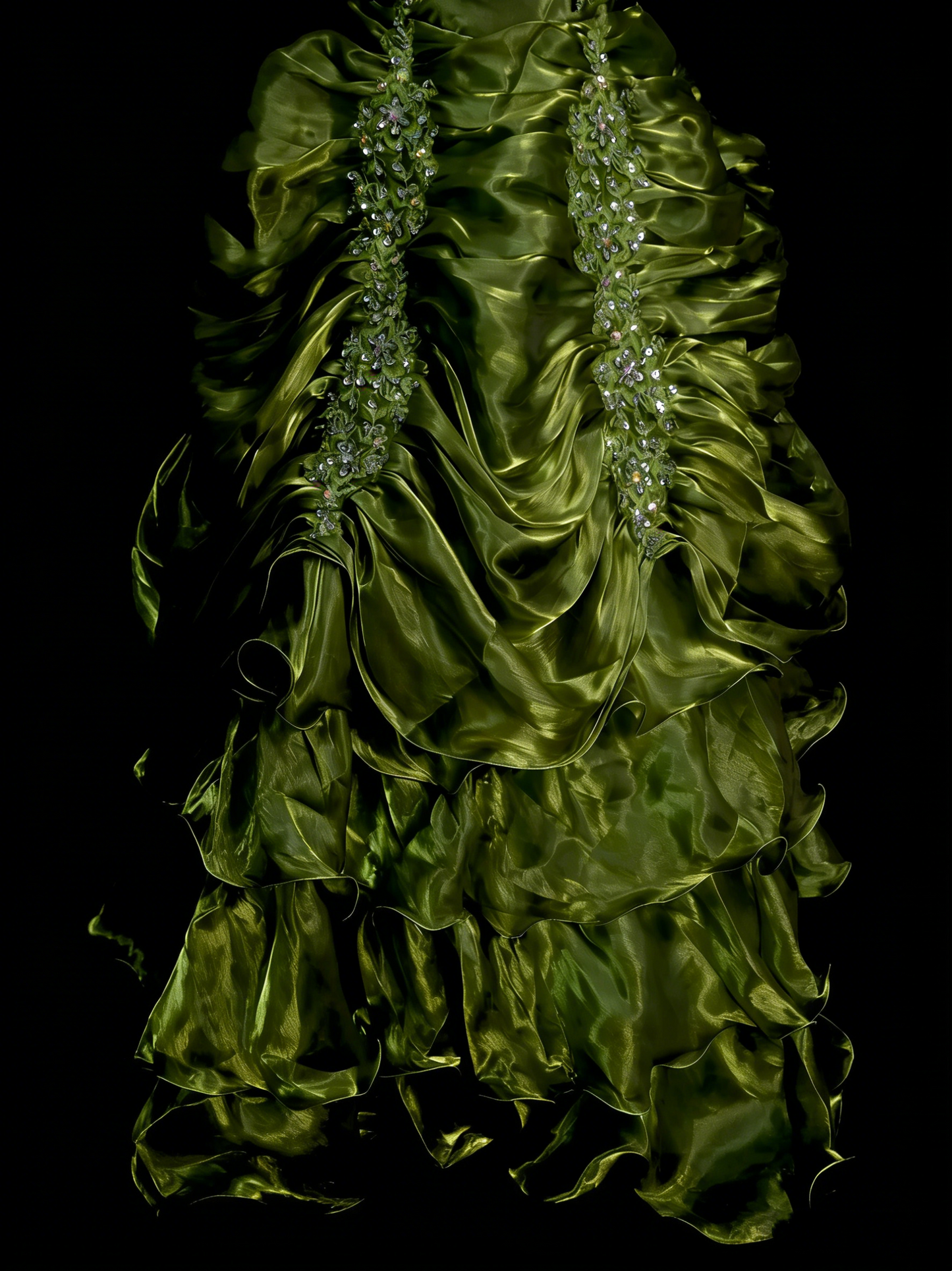 Vintage Prom Dresses Aesthetic 1960s Retro Ball Gown Square Neck Olive Green Long Party Dress N2134