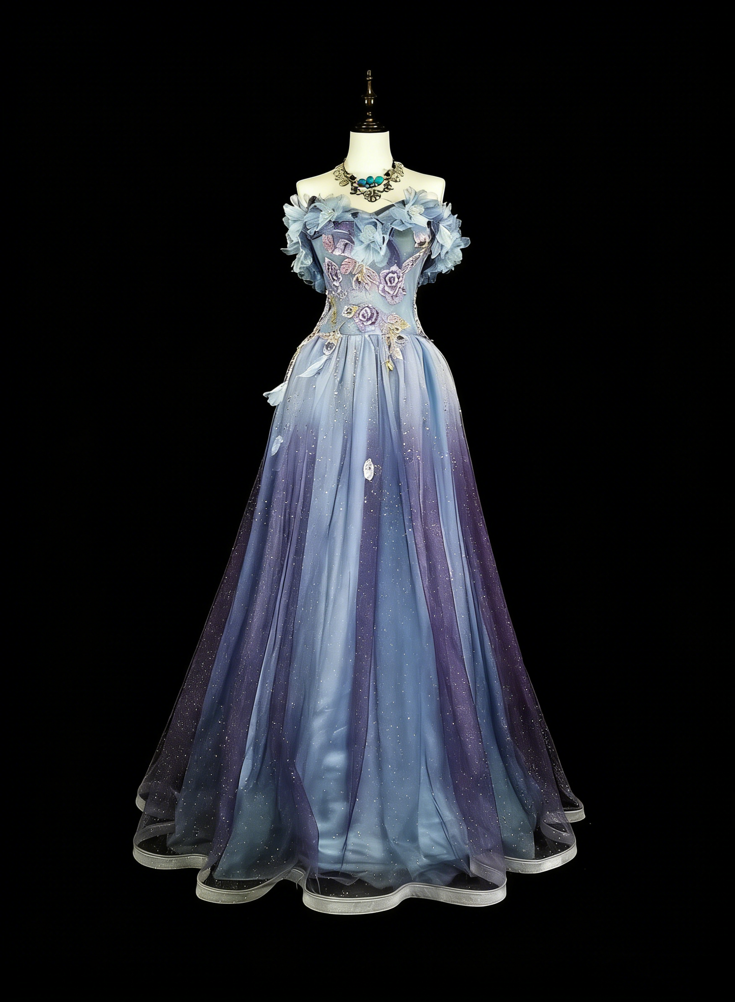 Vintage Prom Dresses A line Off The Shoulder Lilac With 3D Appliques 2000s Long Party Dress N2381