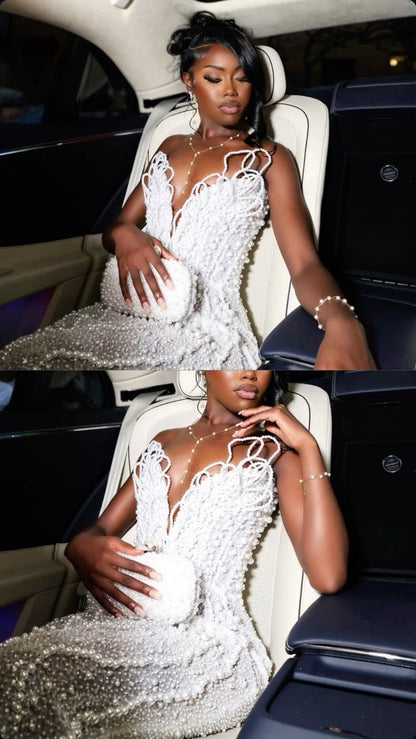 Prom Dresses ideas Sparkly Mermaid Sweetheart White Formal Party Gown 8th Grade Dress RC0894