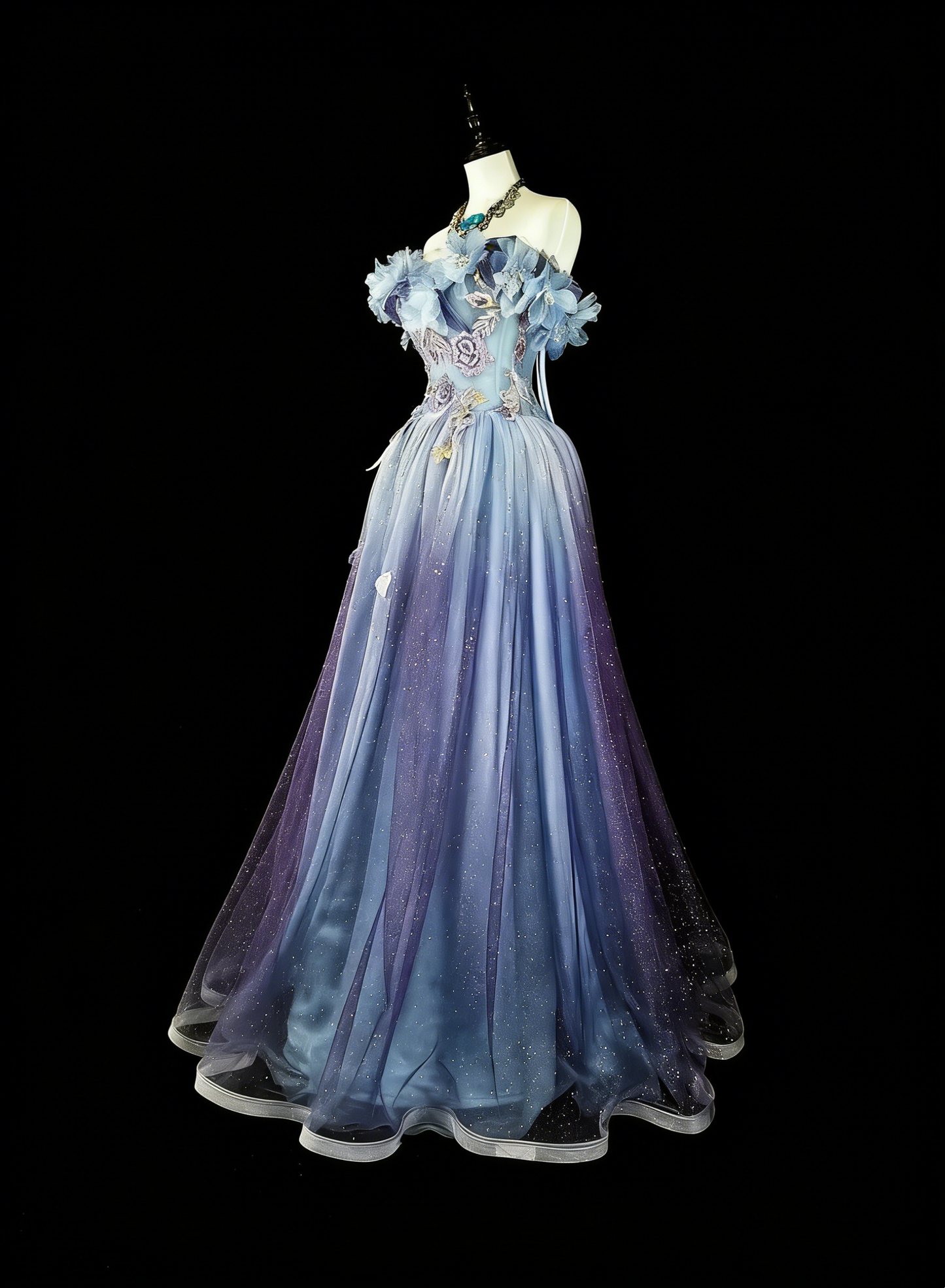 Vintage Prom Dresses A line Off The Shoulder Lilac With 3D Appliques 2000s Long Party Dress N2381