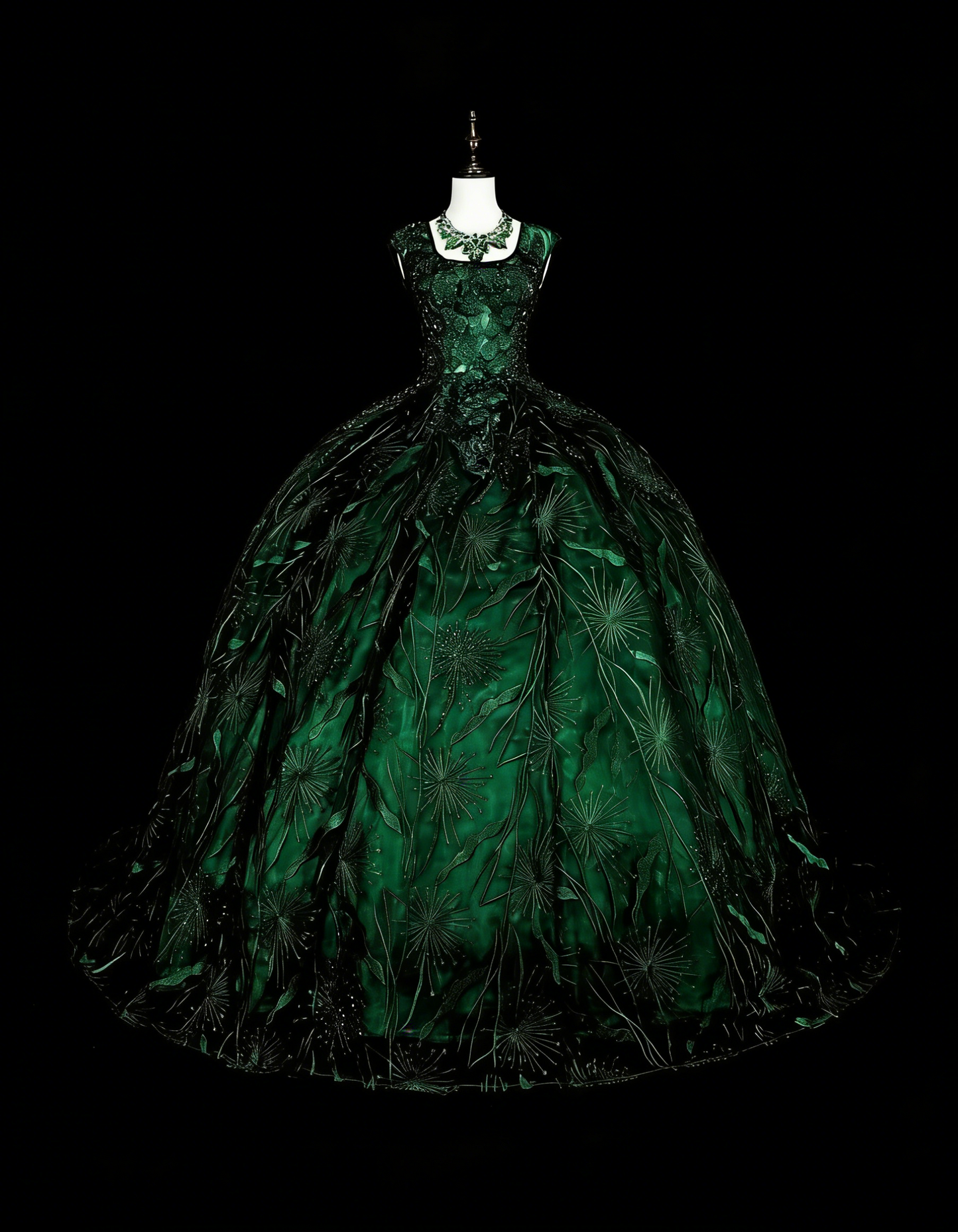 Modest Ball Gown Square Neck Dark Green Prom Dresses Long for Women Formal Evening Gown N2368