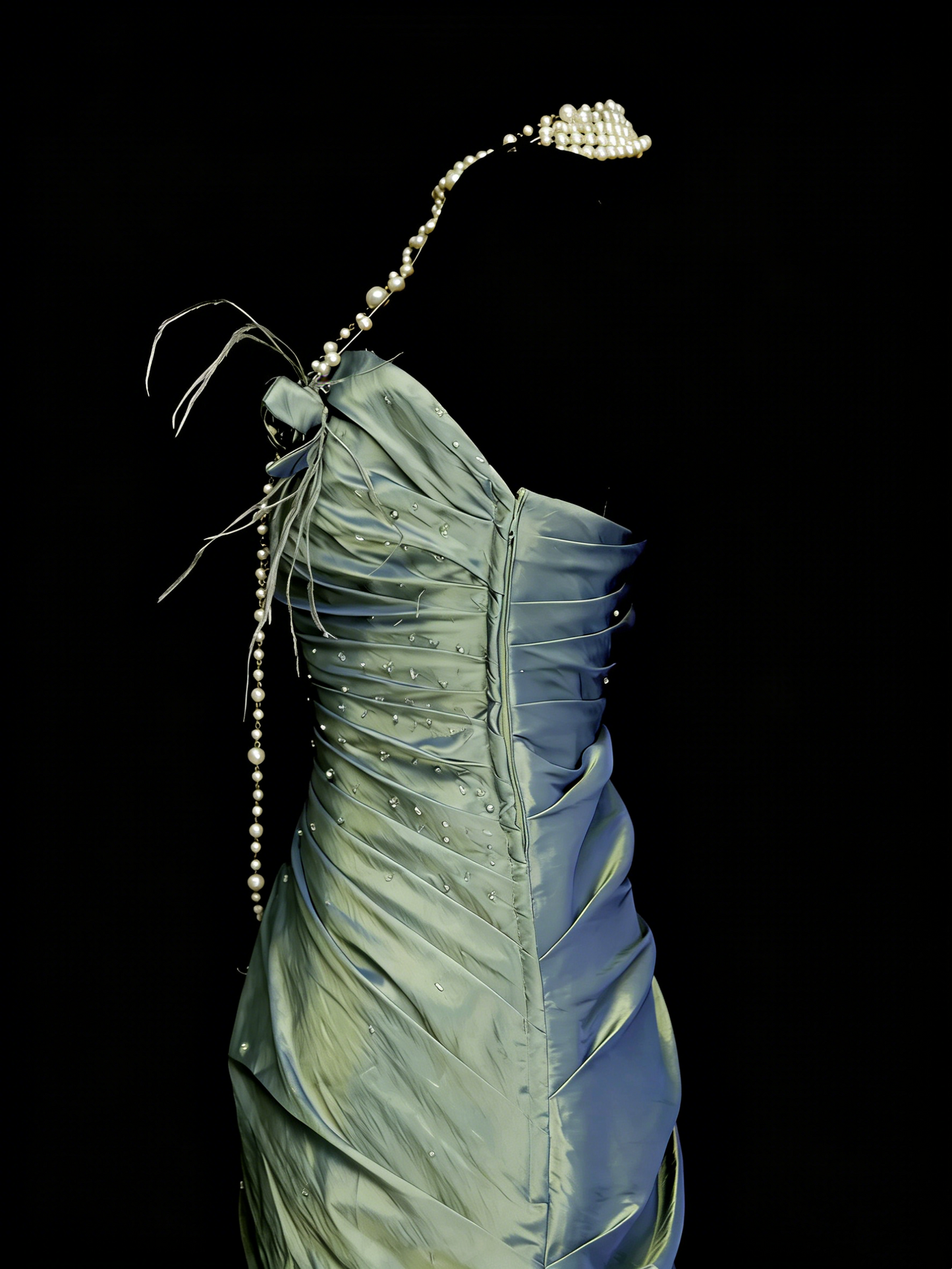 Modest Night Aesthetic Mermaid Strapless Green Satin College Formal Outfit Long Prom Graduation Dresses For Teens N1147