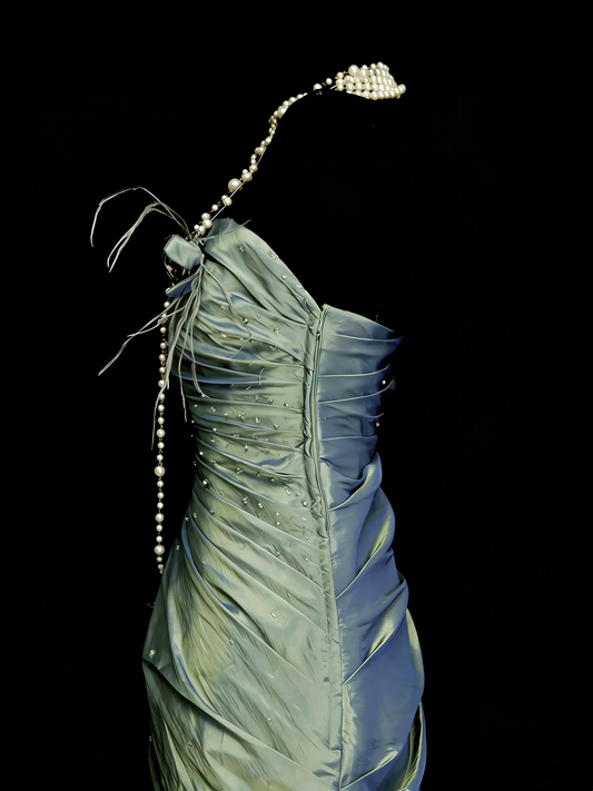 Modest Night Aesthetic Mermaid Strapless Green Satin College Formal Outfit Long Prom Graduation Dresses For Teens N1147