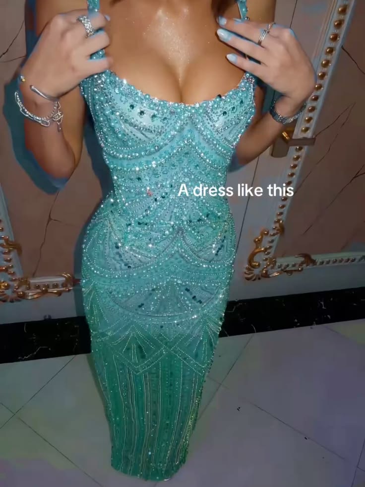 Blue Mermaid Prom Dress Square Neck Sparkly Floor Length Graduation Party Dress RC0214