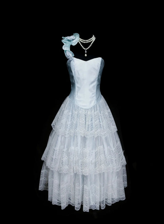 Unique Ball Gown One Shoulder Light Sky Blue Tulle Inspo 2000s Hoco Gowns Inspo Homecoming Dresses N1441
