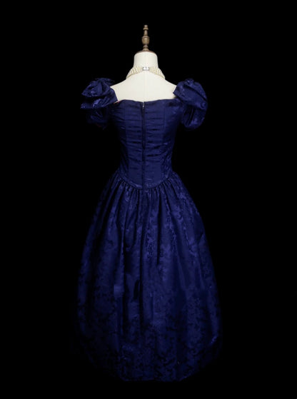 Vintage Ball Gown Royal Blue 1980s With Appliques College Formal Outfit Prom Graduation Dresses For Teens N1319