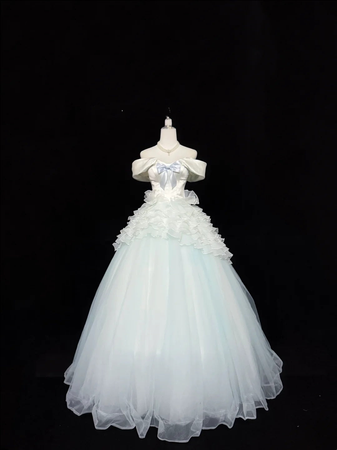 Sweet 16 Dresses Long Ball Gown Off Shoulder Light Blue With Sleeves Sweet Sixteen Birthday Gown RC0328