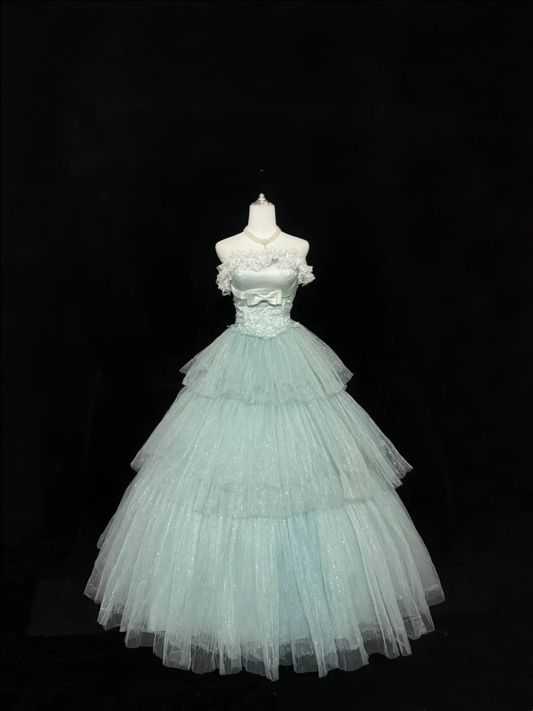Sweet 16 Dresses Long Ball Gown Sweet Sixteen Long Birthday Dress Strapless Mint Green Tulle Formal Gown RC0328