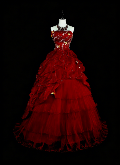 Vintage Prom Dresses Ball Gown Strapless Burgundy With Beading Pleated 1980s Long Formal Gown N2703