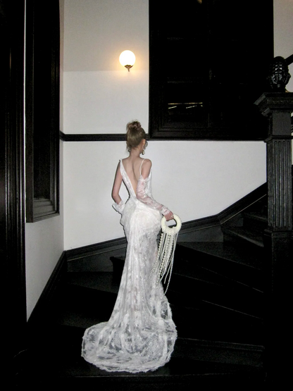 Mermaid Lace Wedding Dress With Straps Fairytale Brides Gown Wedding Dresses N051
