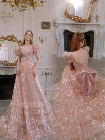 Retro A Line Sweetheart Blush Pink Velvet Sequin Long Prom Dresses Impress 18th Birthday Outfits Prom Gown R1870
