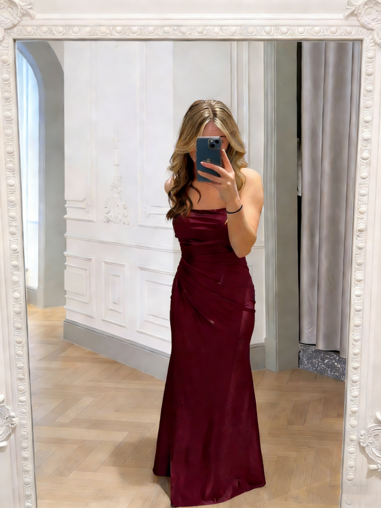 Modest Mermaid Spaghetti Strap Dark Green Satin Evening Dresses High School Teens Senior Night Dance Party Outfits N005
