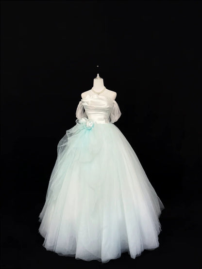 White Sweet 16 Dresses Long Ball Gown Off Shoulder Tulle Formal Sweet Sixteen Birthday Gown RC0236