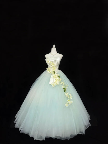 Sweet 16 Dresses Long Ball Gown Sweet Sixteen Long Birthday Dress Strapless Tulle Formal Gown RC0277