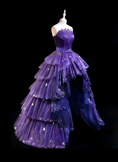 Luxurious Ball Gown Strapless Grape With Lace 2026 Prom Dress 16 Birthday Party Dress For Women Formal Gown AB1207